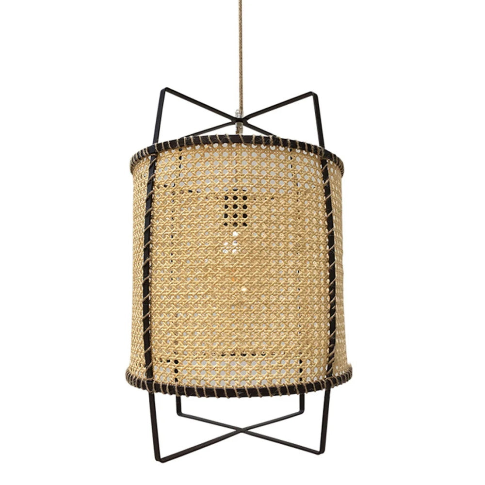 Modern rustic rattan pendant light fixture with jute rope, DEMOLIGHTS boho chandelier for home decor, ceiling lighting.