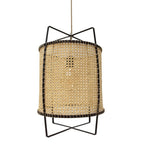 Modern rustic rattan pendant light fixture with jute rope, DEMOLIGHTS boho chandelier for home decor, ceiling lighting.