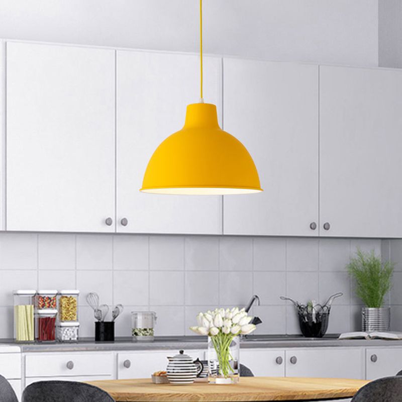 Colorful iron pendant light fixture by DEMOLIGHTS hanging from ceiling, showcasing vibrant colors and modern design.