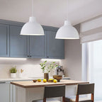 Colorful iron pendant light fixture by DEMOLIGHTS hanging from ceiling, showcasing vibrant, multicolored design and modern style.