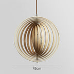 Natural handcrafted wood round globe pendant lampshade by DEMOLIGHTS, featuring warm wood finish and spherical design for modern lighting.
