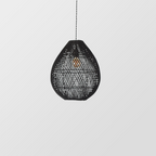 Black rattan pendant light with handwoven design from DEMOLIGHTS, showcasing a classic farmhouse style for interior lighting.