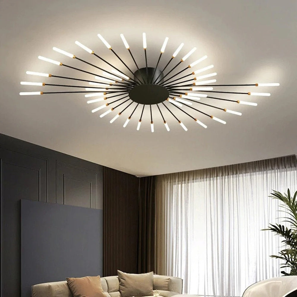 Modern LED chandelier pendant light by DEMOLIGHTS, featuring sleek design and multiple light fixtures for ceiling illumination.