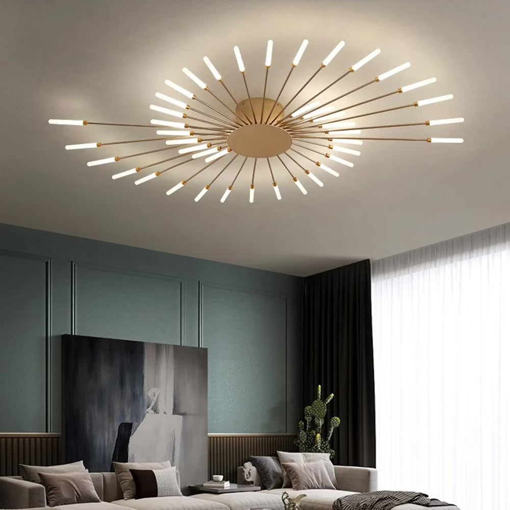 Modern DEMOLIGHTS LED chandelier pendant light hanging from ceiling, sleek and stylish fixture for contemporary interior lighting.