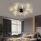 Modern DEMOLIGHTS LED chandelier pendant light fixture hanging from ceiling with sleek design and multiple LED bulbs.