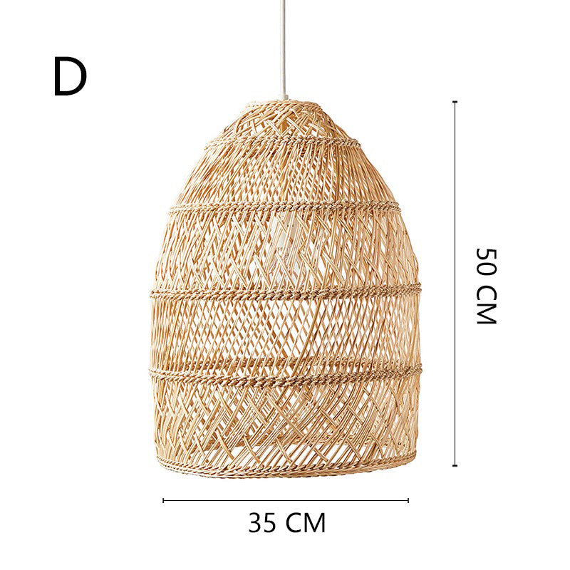Rattan woven basket pendant lamp shade by DEMOLIGHTS, showcasing a rustic chandelier with intricate woven rattan design.