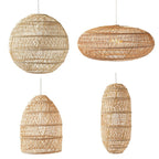 Rattan woven basket pendant lamp shade by DEMOLIGHTS, featuring a natural rattan chandelier with intricate woven design.