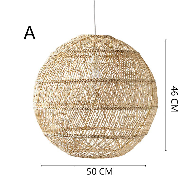Rattan woven basket pendant lamp shade by DEMOLIGHTS, showcasing a rustic chandelier with intricate woven rattan design.