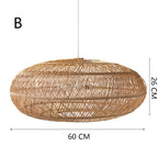 Rattan woven basket pendant lamp shade by DEMOLIGHTS, featuring a natural wicker design for rustic interior lighting.