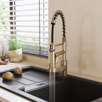 Tainless Steel Kitchen Faucet with Pull Down Spring Spout and Pot Filler