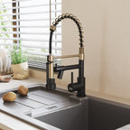 Stainless Steel Kitchen Faucet with Pull Down Spring Spout and Pot Filler