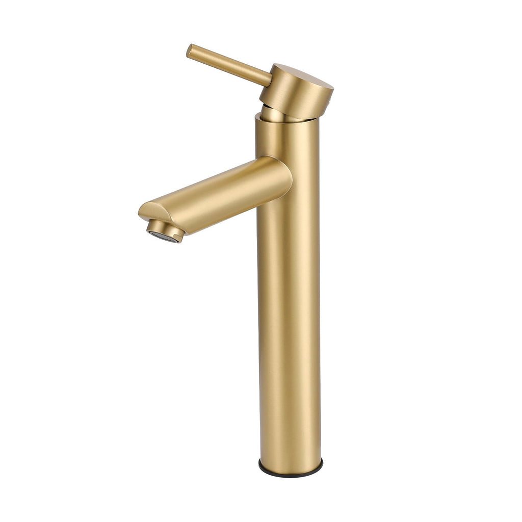 Brushed Gold Tall Single Handle Vessel Faucet