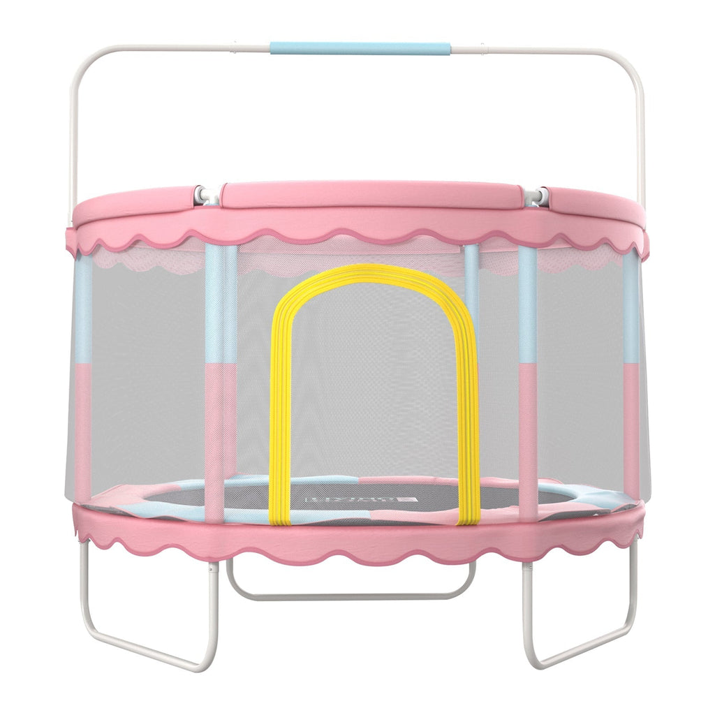 130CM Height Outdoor Kids Trampoline with Balance Bar and Safety Net