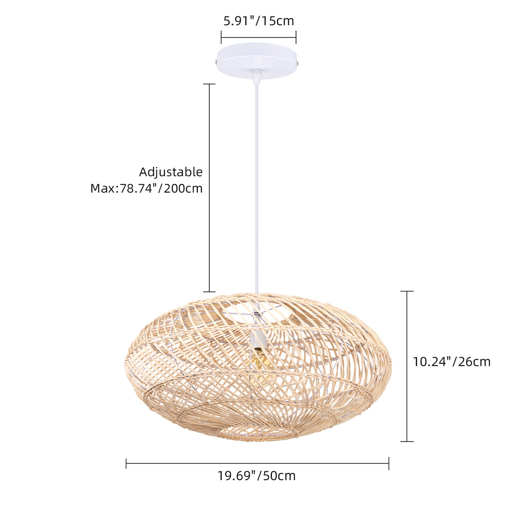 Rattan woven basket pendant lamp shade by DEMOLIGHTS, featuring a natural lantern chandelier design for stylish lighting.