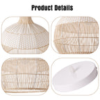 Handwoven rattan pendant light by DEMOLIGHTS, boho-style ceiling lamp with intricate weaving, ideal for kitchen island lighting.
