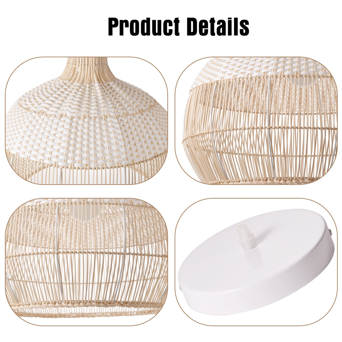 Handwoven rattan pendant light by DEMOLIGHTS, boho-style ceiling lamp with intricate weaving, ideal for kitchen island lighting.