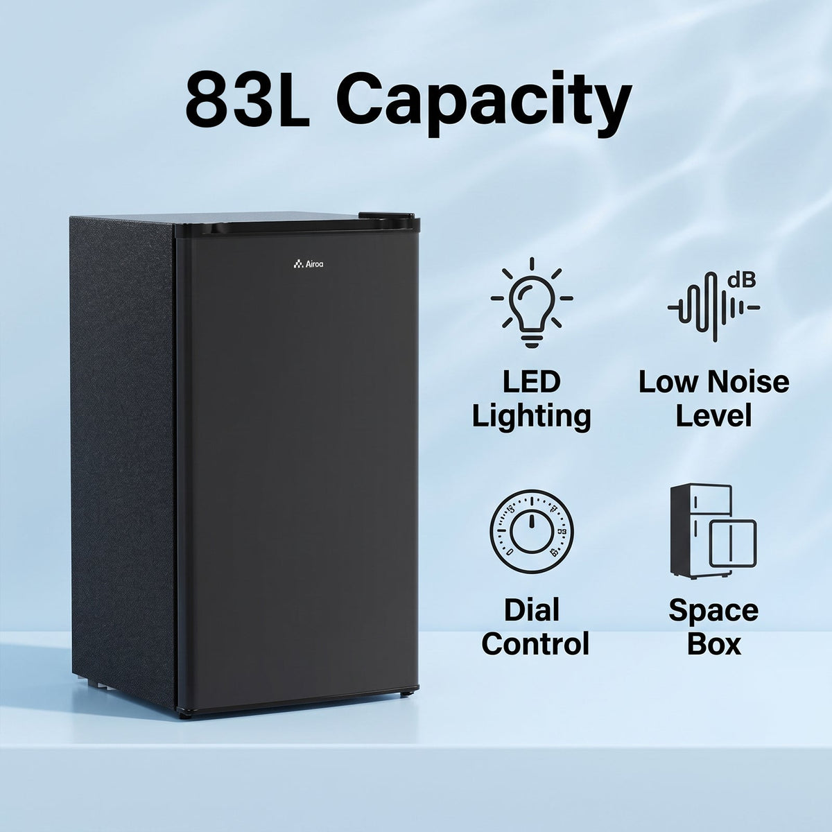 Black Compact Refrigerator with 9L Freezer Compartment