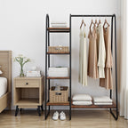 Freestanding Clothes Rack with Shelves