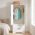 2-Door Wardrobe with Drawers & Mirror