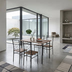 Oak & Black Dining Table Set with 4 Chairs