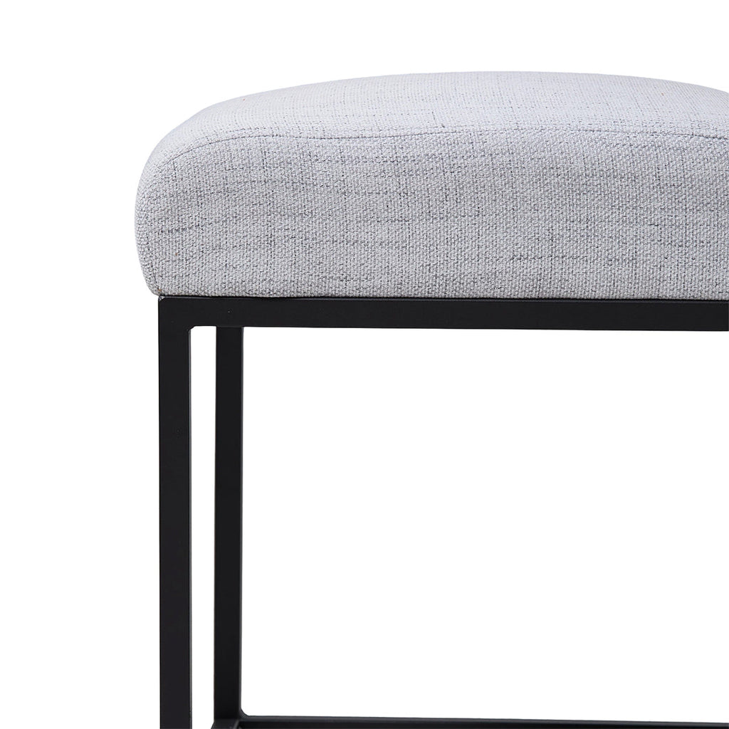 Set of 2 Garden Sanctuary chenille upholstered dining chairs with black metal legs, featuring plush fabric and modern design.
