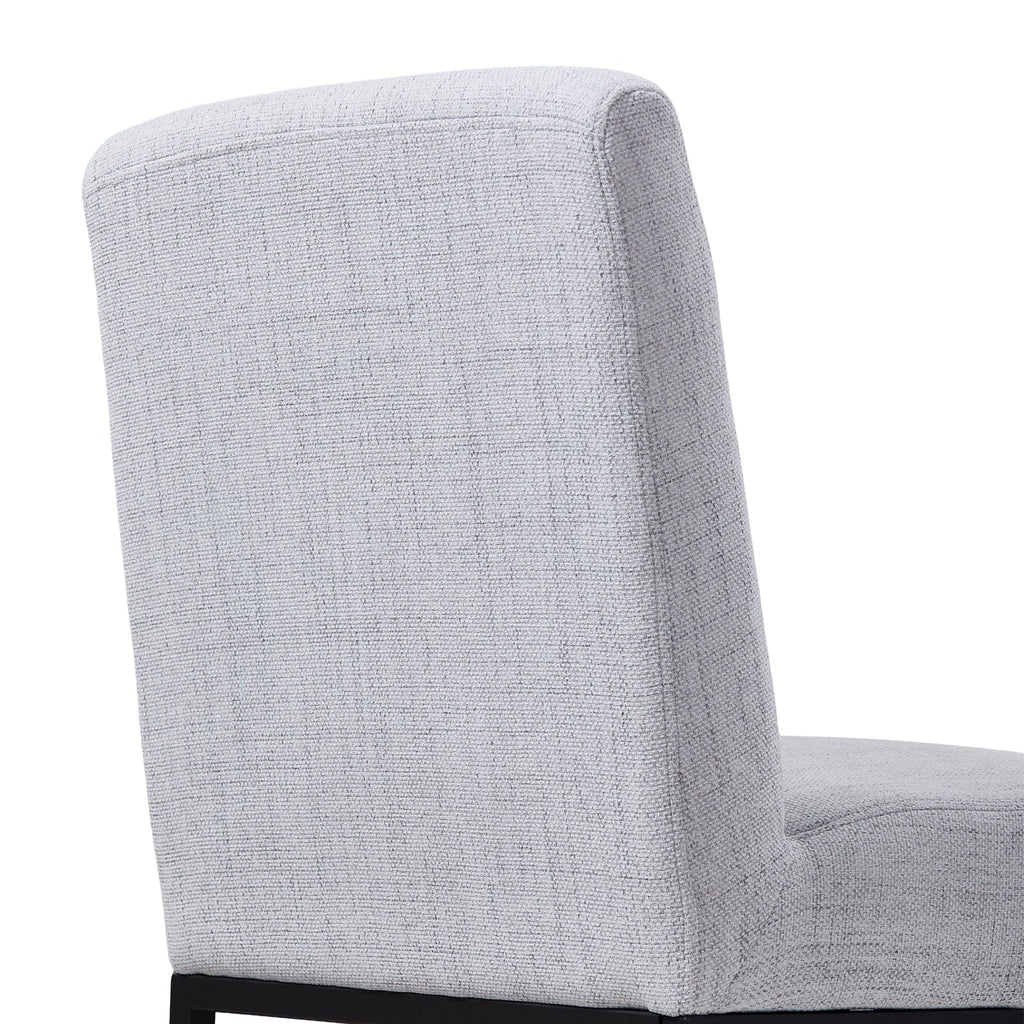Set of 2 chenille upholstered dining chairs with black metal legs, stylish and comfortable seating from Garden Sanctuary.