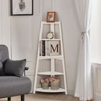 Modern 5-Tier Wooden Ladder Corner Bookshelf Home Display Shelf Unit