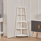 Modern 5-Tier Wooden Ladder Corner Bookshelf Home Display Shelf Unit