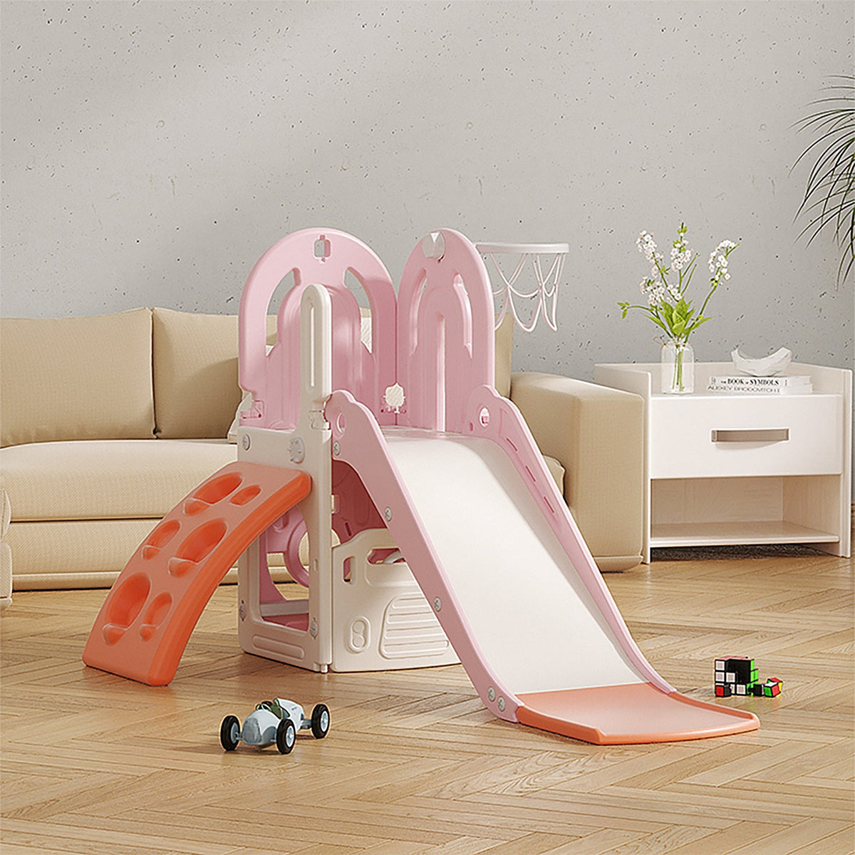 Toddler Slide, Climber and Basketball Hoop Playset