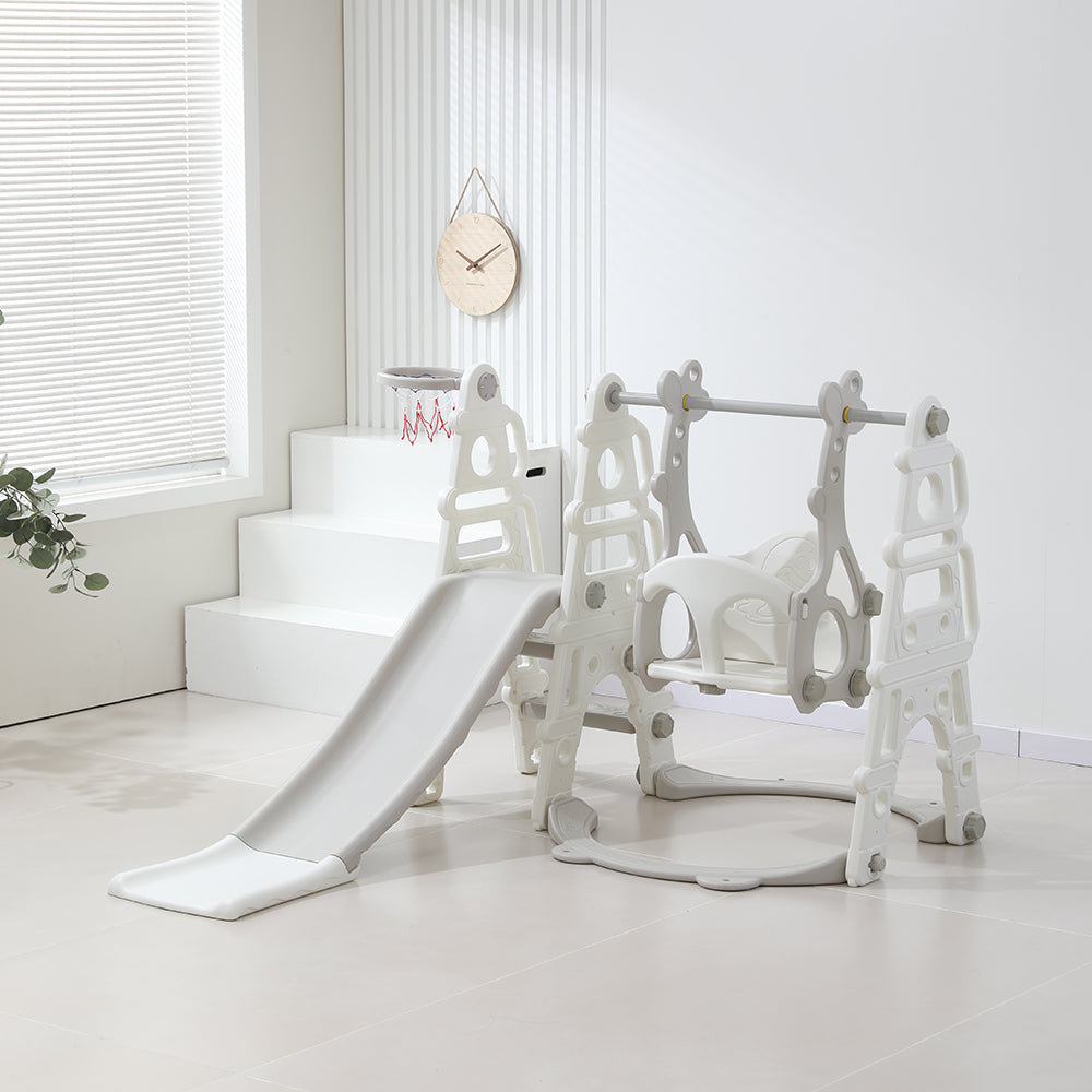 3-in-1 Toddler Swing Slide Set with Basketball Hoop