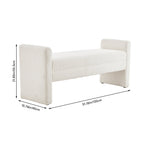 White Teddy Fleece Upholstered Bench by Garden Sanctuary with soft, plush fabric and sturdy wooden legs, ideal for versatile home use.