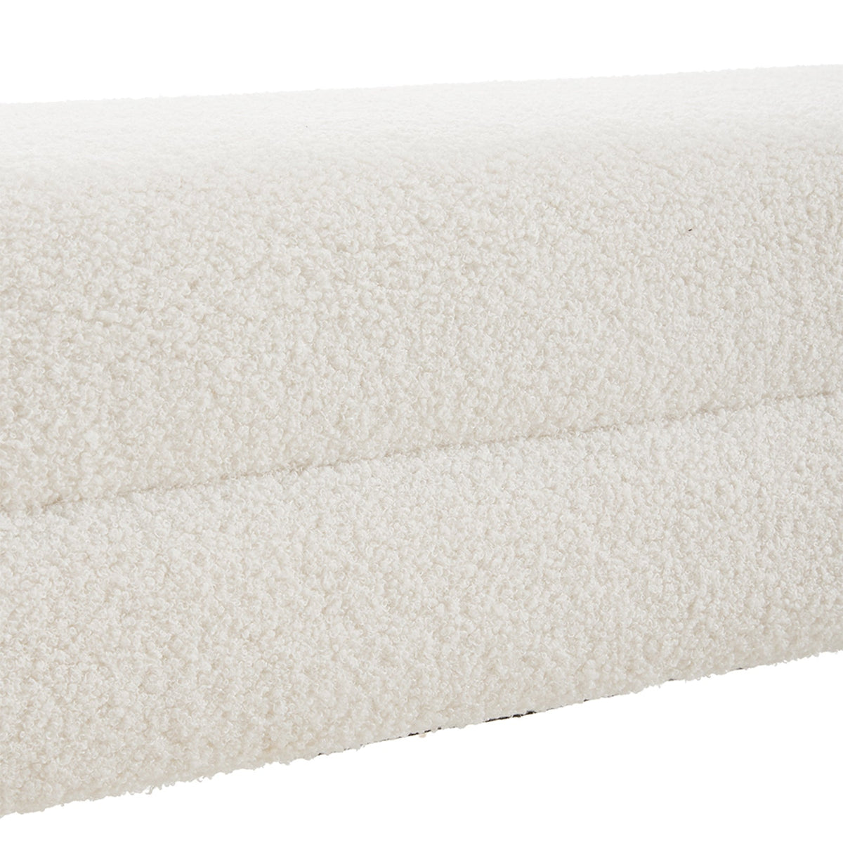 White Teddy Fleece Upholstered Bench by Garden Sanctuary with plush fabric and wooden legs, ideal for entryways or living rooms.