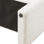White Teddy Fleece Upholstered Bench by Garden Sanctuary with plush fabric and wooden legs, ideal for entryways or living rooms.