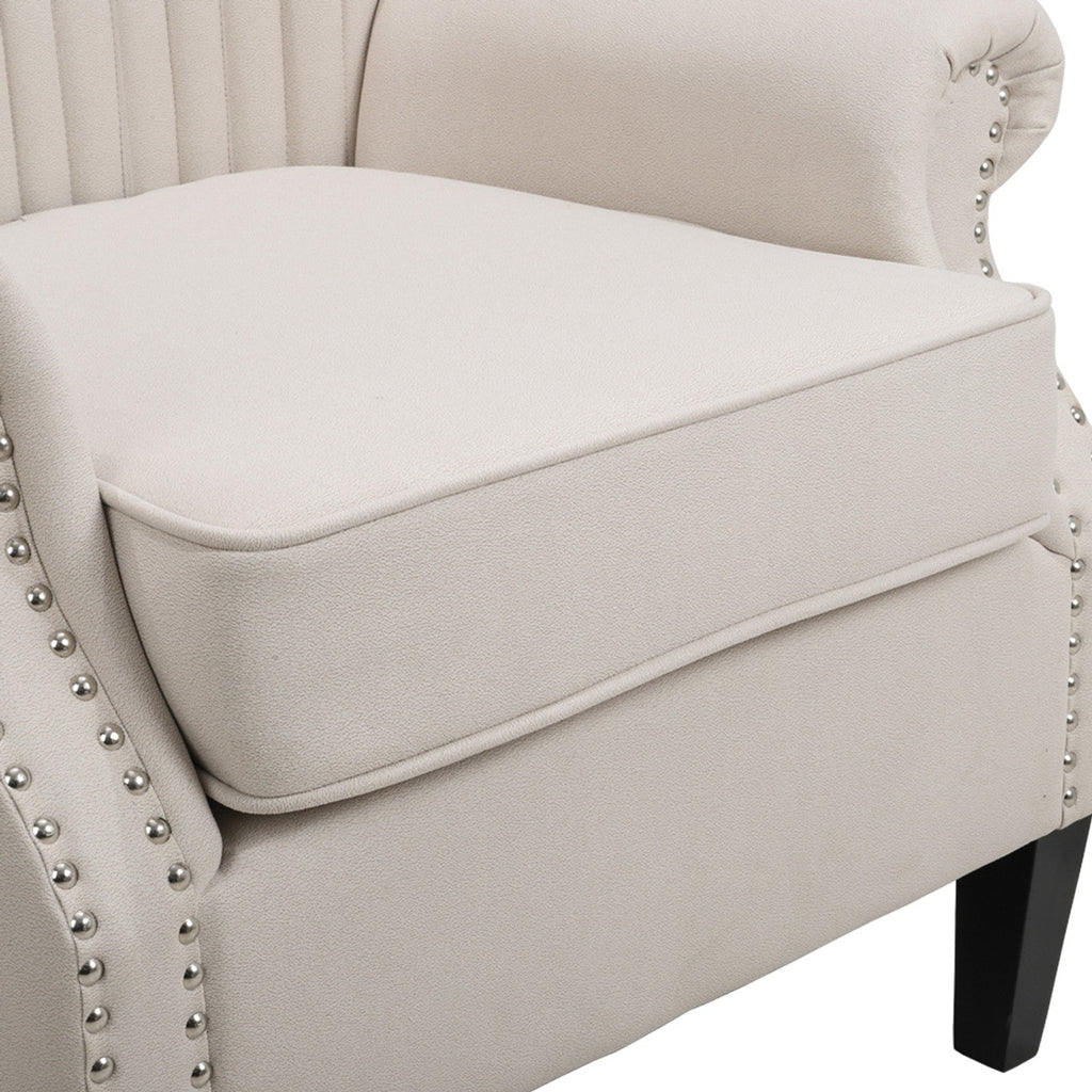 Vertical Channel Tufted Armchair with Nailhead Trim