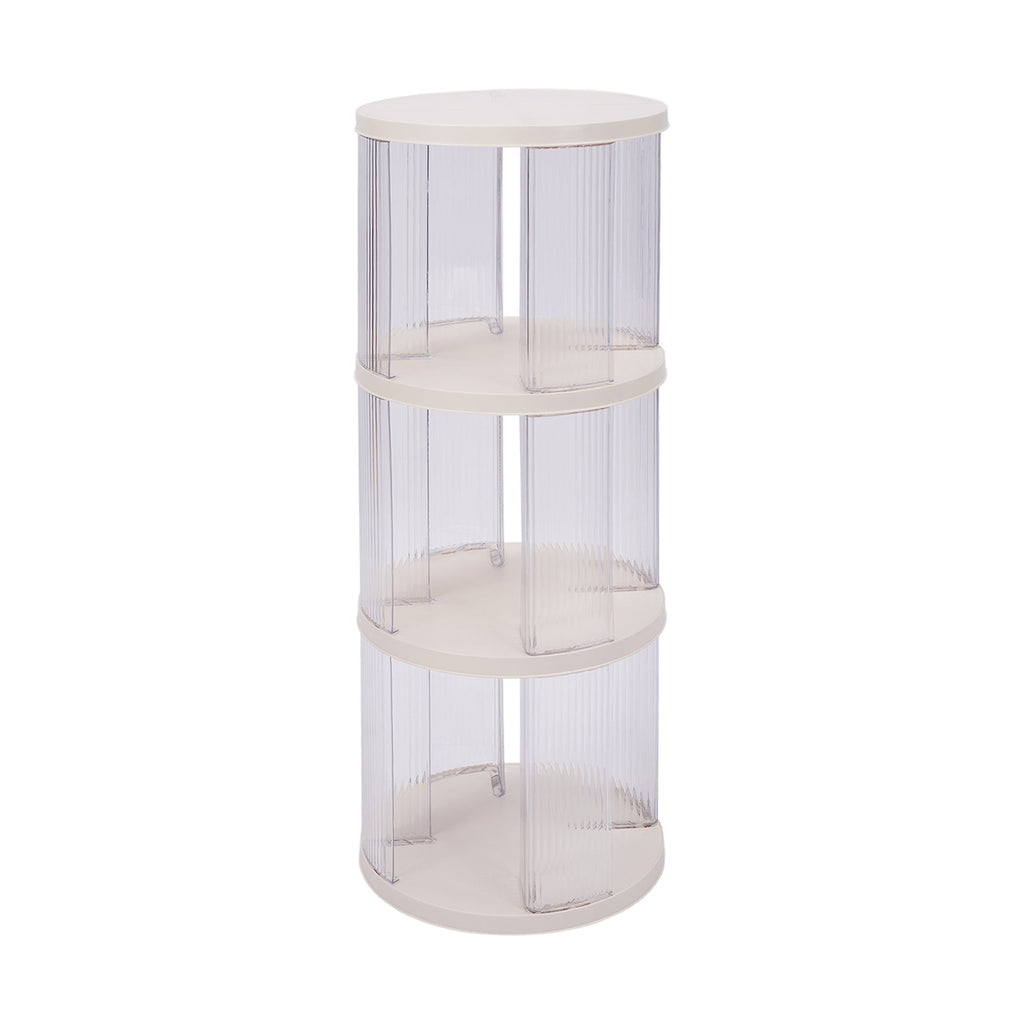 3-Tier Plastic Round Rotating Bookshelf