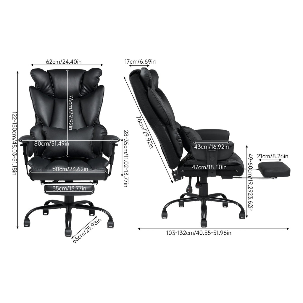 Ergonomic High Back Office Chair with Footrest and Casters