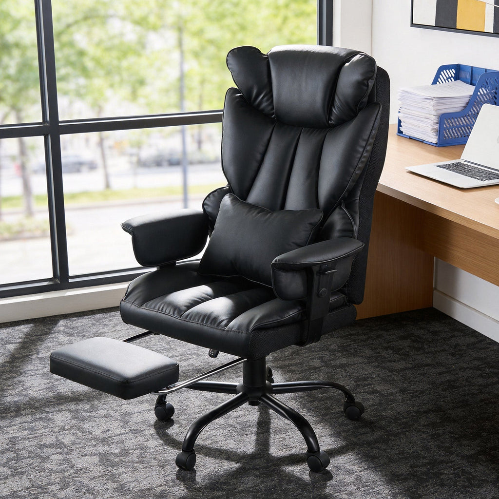 Ergonomic High Back Office Chair with Footrest and Casters