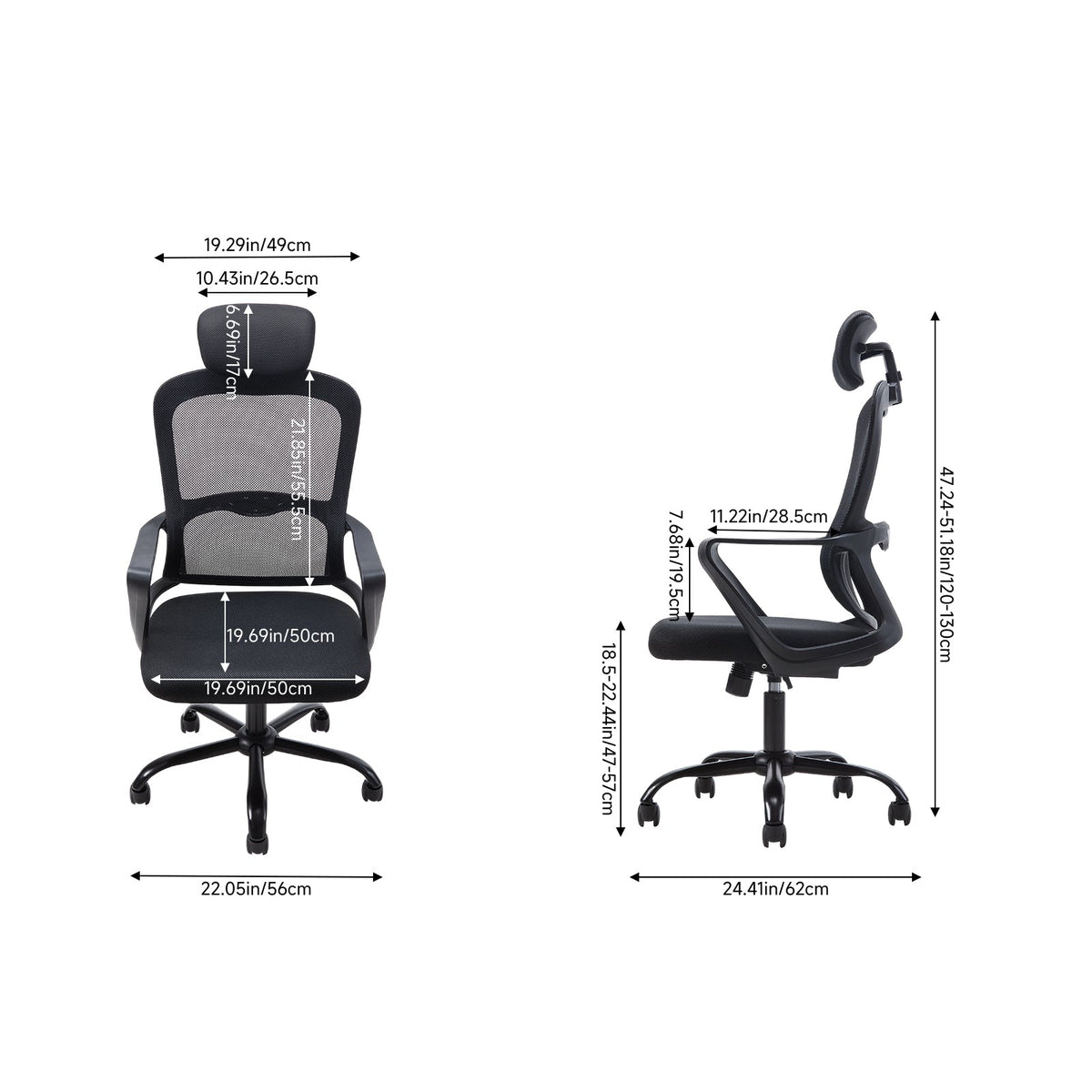 Ergonomic Mesh Office Chair with Adjustable Headrest & 15° Tilt Recline