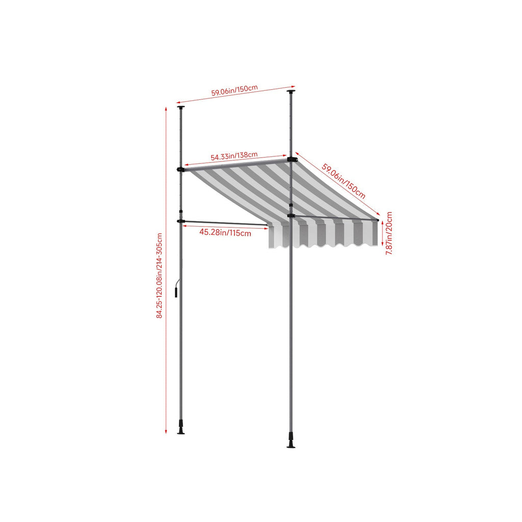 Retractable Awning with Adjustable Support Poles