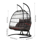 2-Seater Swing Hanging Egg Chair with Metal Stand