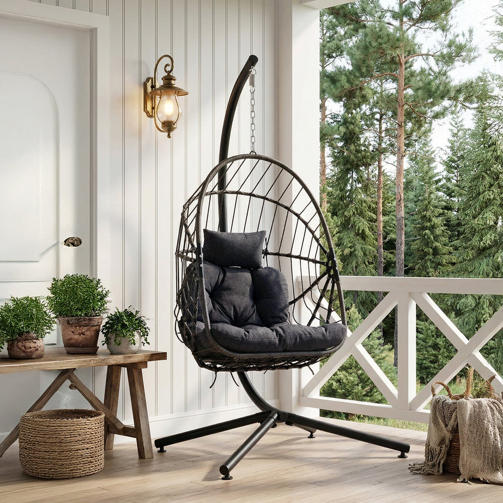Swing Hanging Egg Chair with Cushion and Headrest
