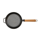 Round Cast Iron Frying Pan with Removable Wooden Handle