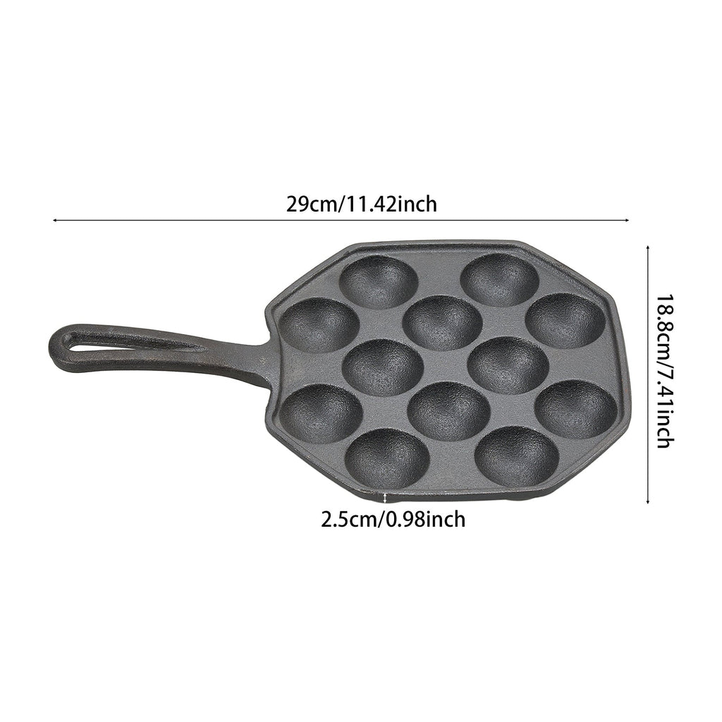 12-Hole Cast Iron Takoyaki Pan
