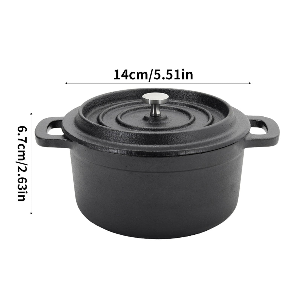 1L Pre-Seasoned Cast Iron Dutch Oven with Lid