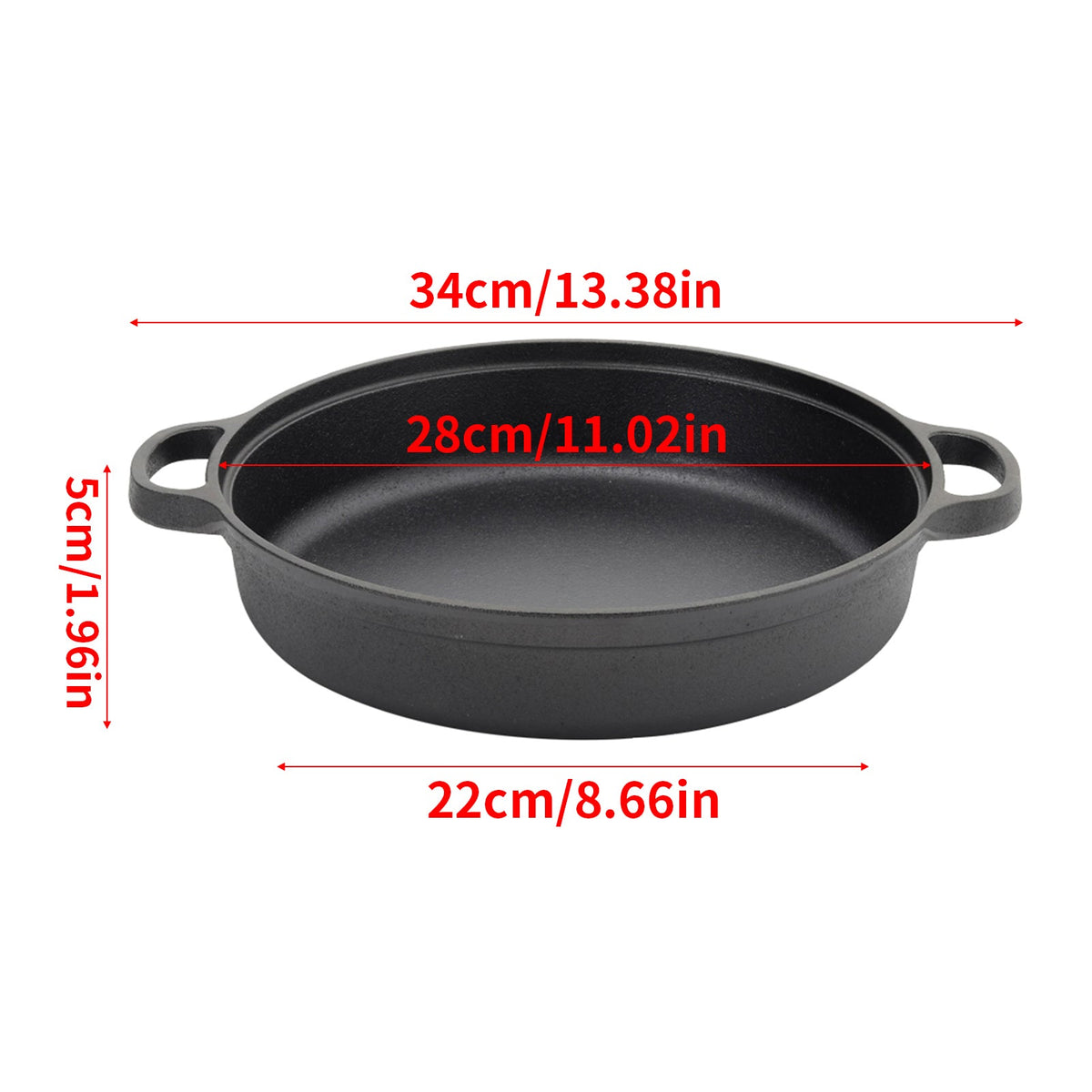 Pre-Seasoned Cast Iron Skillet with Dual Handles