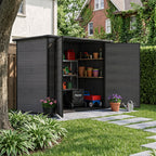 7 x 4 ft Outdoor Plastic Bike Storage Shed with Pent Roof & Double Doors
