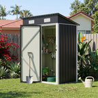 5 x 3 ft Metal Garden Storage Shed with Pent Roof & Lockable Door