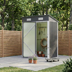 5 x 3 ft Metal Garden Storage Shed with Pent Roof & Lockable Door