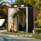5 x 3 ft Metal Garden Storage Shed with Pent Roof & Lockable Door
