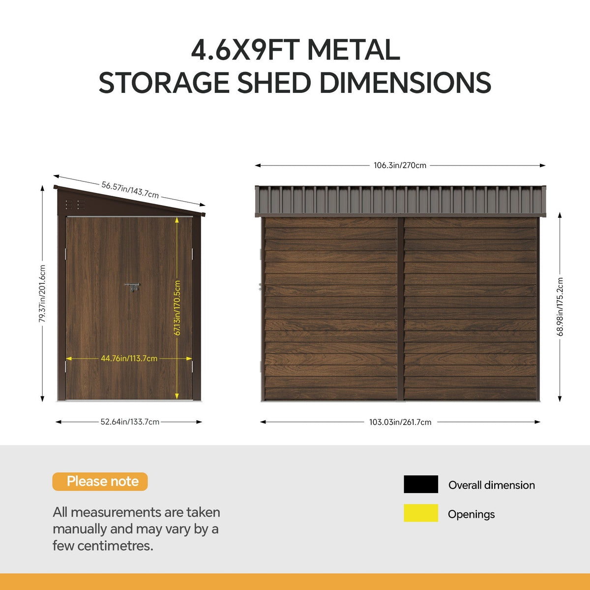 144cm Wide Metal Garden Storage Shed with Pent Roof